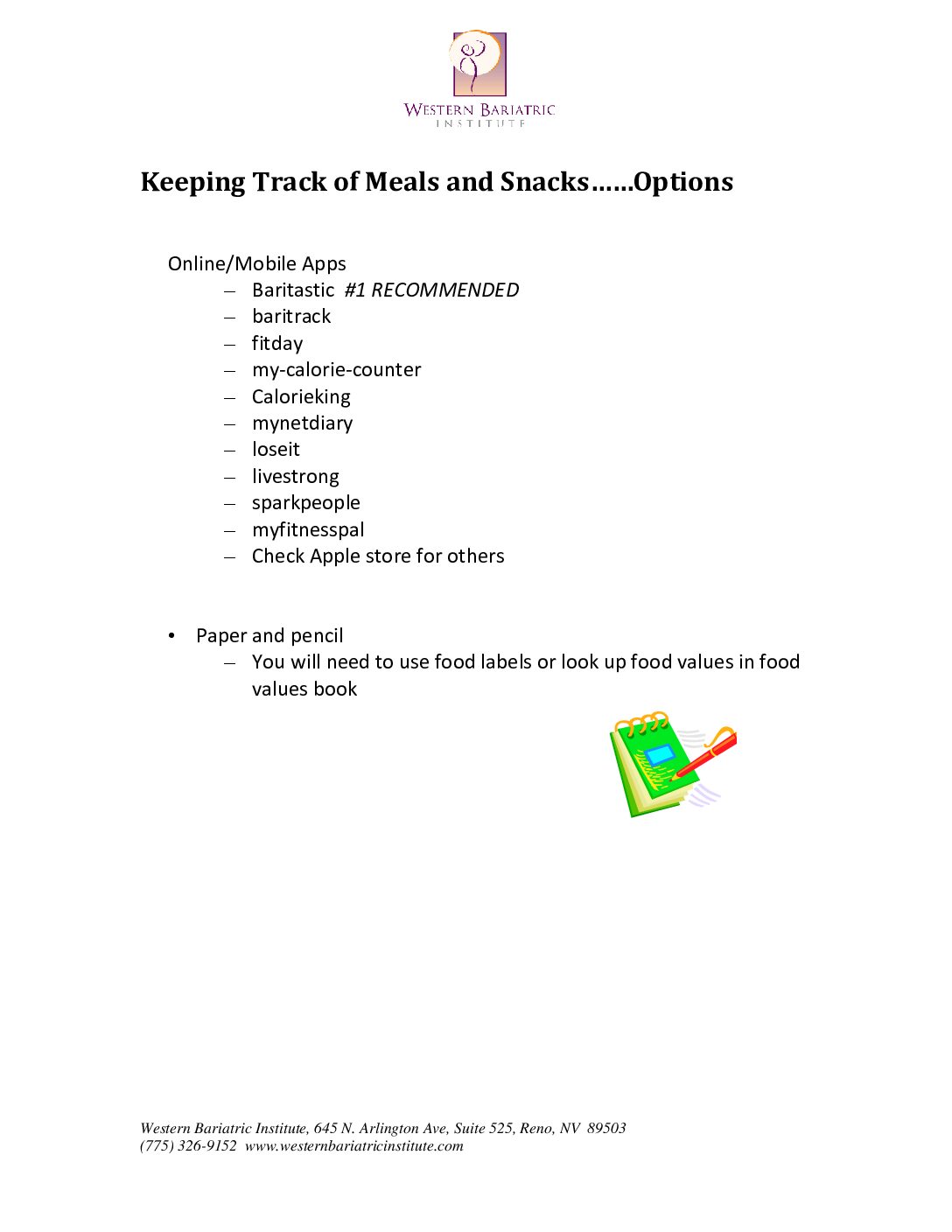 Keeping Track of Meals and Snacks