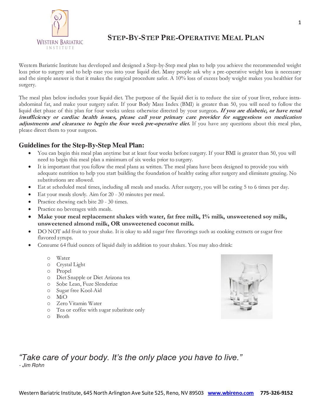 Step by Step Pre-Op Meal Plan